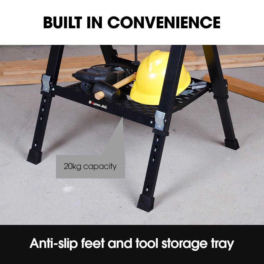 BAUMR-AG Portable Multifunction Workbench, 2-in-1 Worktable and Sawhorse, Height Adjustable, Expandable.