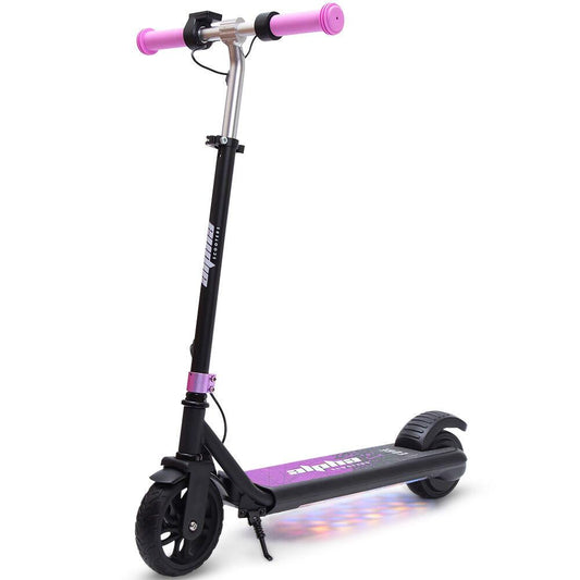 ALPHA Edge Electric Scooter Kids/Teens, 16km/h Max, Adjustable Height, UL Certified, AU Compliant, Dual Brakes, Bluetooth Music, LED, Pink.