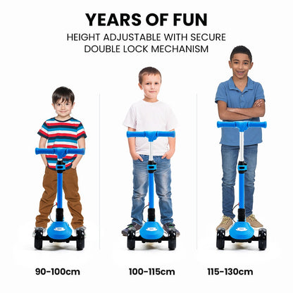 ROVO KIDS 3-Wheel Electric Scooter , Ages 3-8, Adjustable Height, AU Compliant, Lithium Battery, Blue.