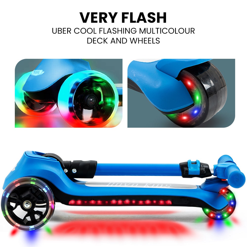 ROVO KIDS 3-Wheel Electric Scooter , Ages 3-8, Adjustable Height, AU Compliant, Lithium Battery, Blue.