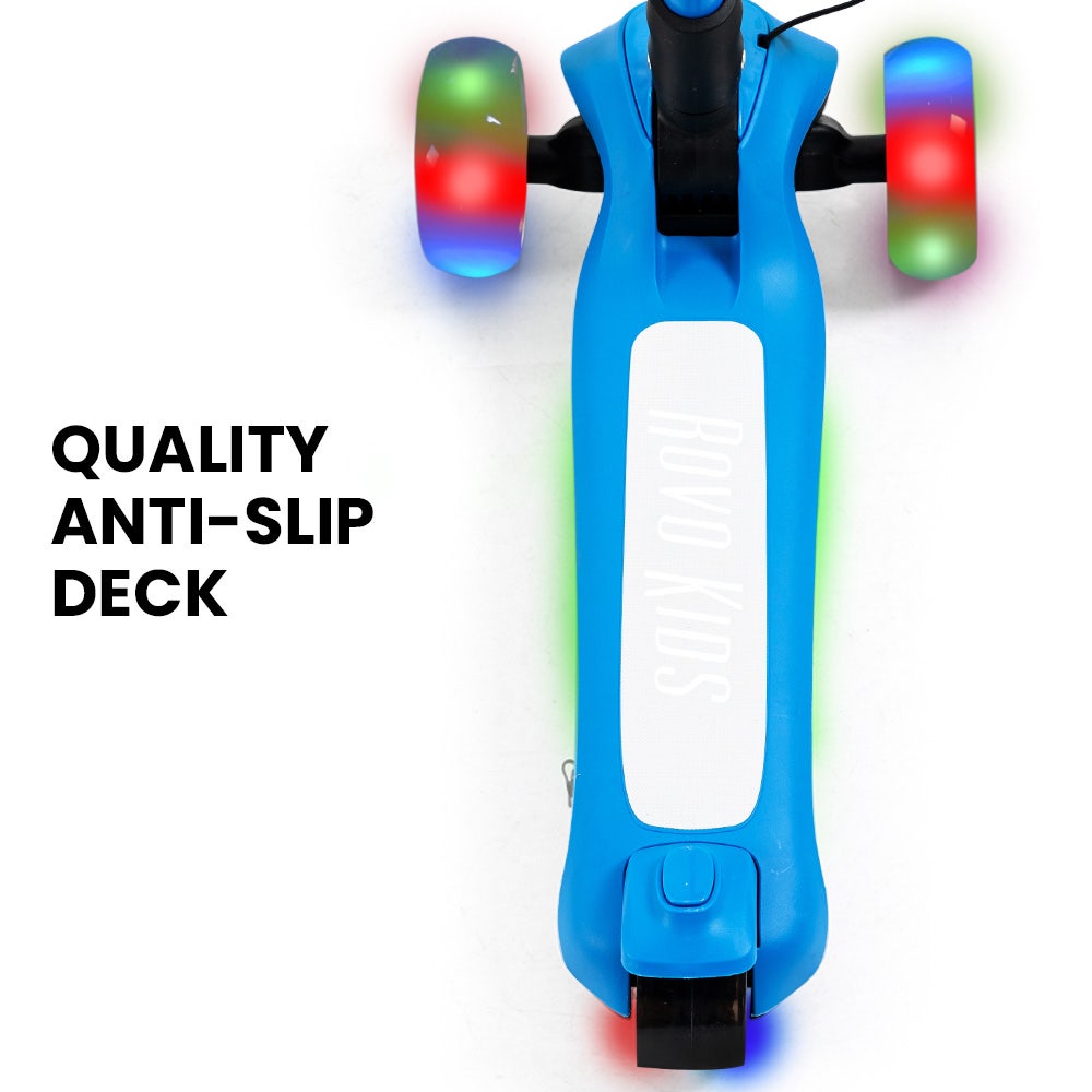 ROVO KIDS 3-Wheel Electric Scooter , Ages 3-8, Adjustable Height, AU Compliant, Lithium Battery, Blue.