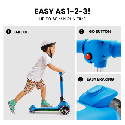 ROVO KIDS 3-Wheel Electric Scooter , Ages 3-8, Adjustable Height, AU Compliant, Lithium Battery, Blue.