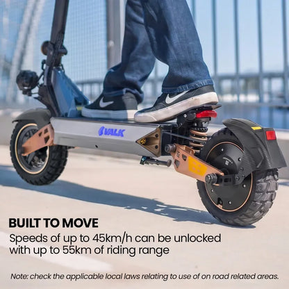 VALK Ego 8 Electric Scooter, Powerful, AU Compliant, 48V 13Ah, 55km Max Range, eScooter for Adults, Foldable, Off Road, Black/Bronze