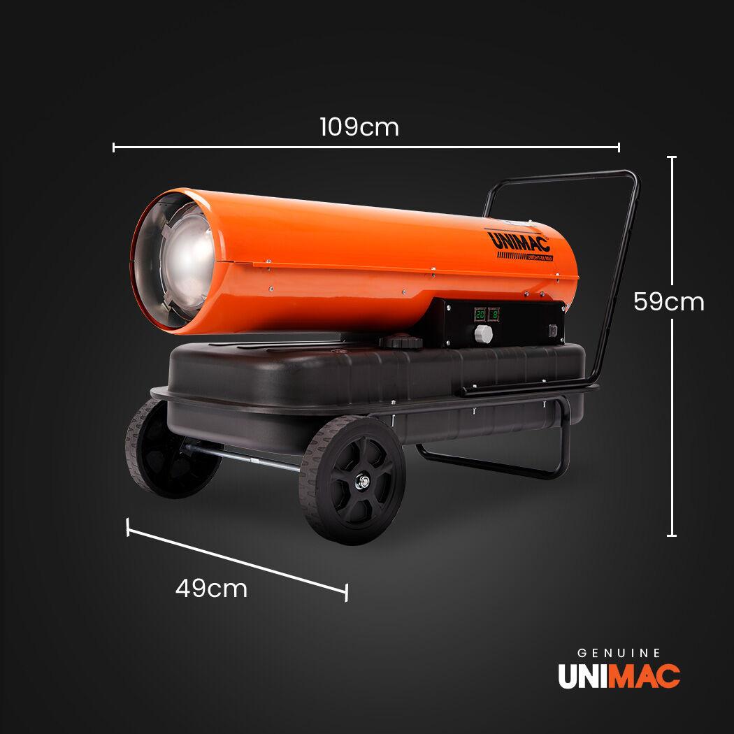 UNIMAC 50KW Portable Industrial Diesel Direct Forced Air Space Heater.