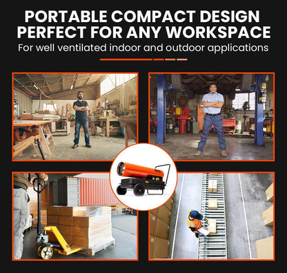 UNIMAC 50KW Portable Industrial Diesel Direct Forced Air Space Heater.