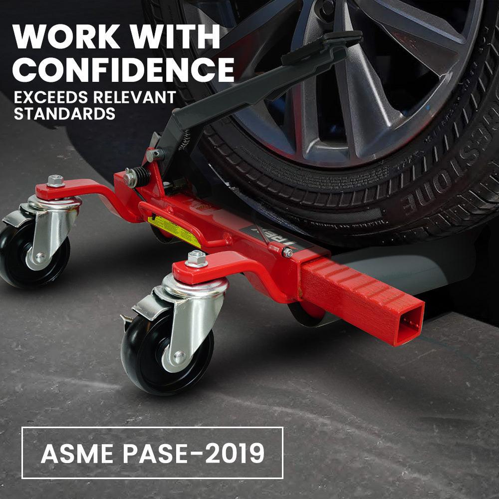 T-REX 590kg Vehicle Positioning Jack, Mechanical Ratcheting Foot Pedal Wheel Dolly For Auto Car Moving.