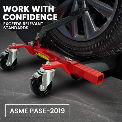 T-REX 590kg Vehicle Positioning Jack, Mechanical Ratcheting Foot Pedal Wheel Dolly For Auto Car Moving.
