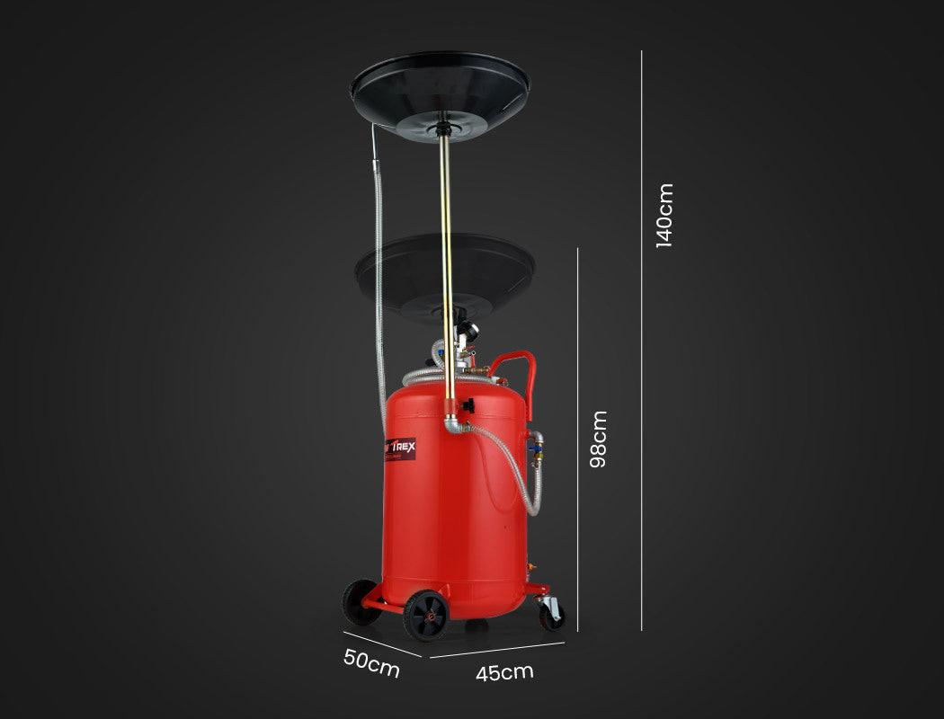 T-REX 80L Mobile Waste Oil Drainer Tank, Pneumatic, Telescopic, Extractor Probes, Workshop.