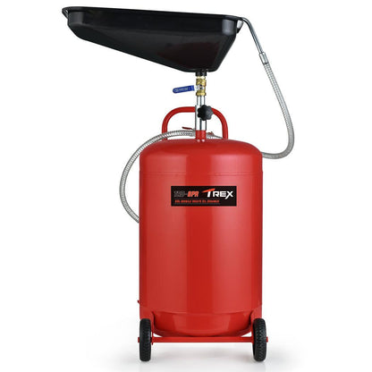 T-REX 80L Mobile Waste Oil Drainer, Telescopic, with Air Compressor Fitting, for Workshop.