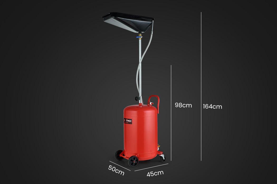 T-REX 80L Mobile Waste Oil Drainer, Telescopic, with Air Compressor Fitting, for Workshop.