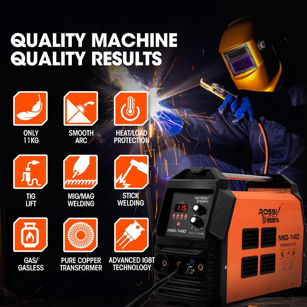 ROSSI 140A MIG/MAG/MMA/ARC/TIG Multi-Purpose Welder MIG-140, Flux/Solid Wire/CO2 Or Argon Gas.