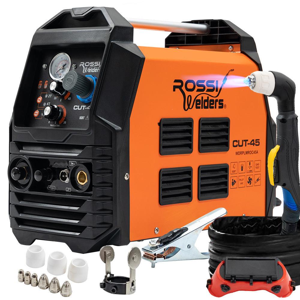ROSSI 45A Plasma Cutter, Non-Touch Pilot ARC for Easy Cuts of Painted or Rusty Metals, DC Inverter Cutting Machine.
