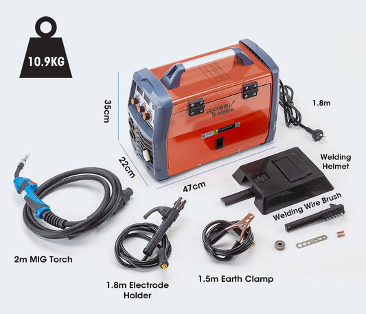 ROSSI 300 Amp MIG Stick Welder, Portable DC Gas Gasless Inverter Welding Machine, 15A Plug.