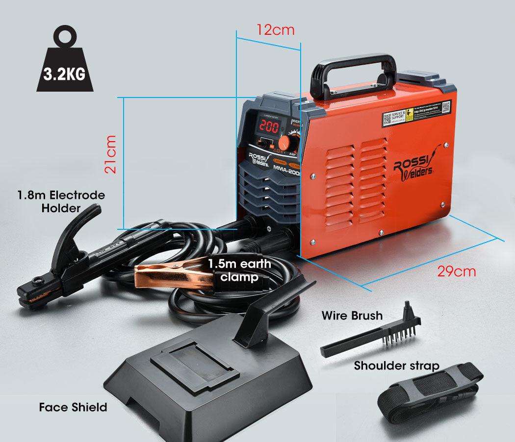 ROSSI 200 Amp Portable Inverter Arc Stick Welder, MMA DC Gas Inverter Welding Machine, 15A Plug.