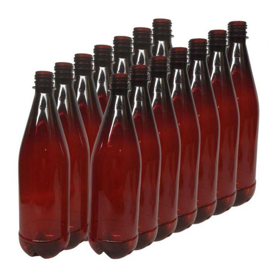750ml Amber PET beer bottle with caps x 16.
