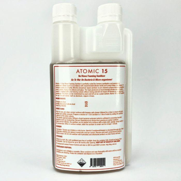 Atomic 15 - Foaming Sanitiser - No Rinse.