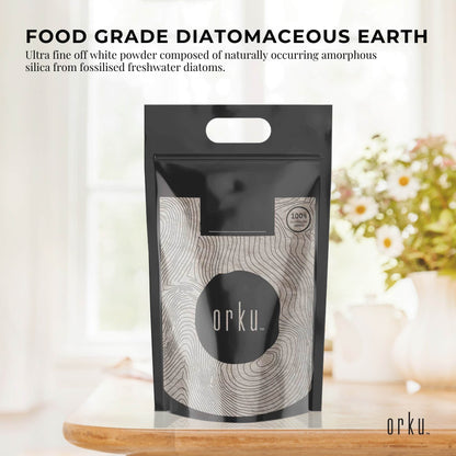 Orku 10Kg Fine Diatomaceous Earth - Food Grade FCC Fossil Shell Flour Powder