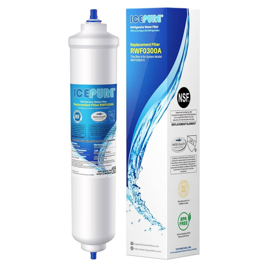 IcePure RWF0300A RFC0300A Inline Fridge Water Filter Replacement 1/4 Inch.