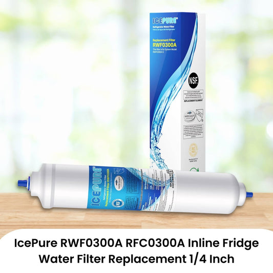 IcePure RWF0300A RFC0300A Inline Fridge Water Filter Replacement 1/4 Inch.
