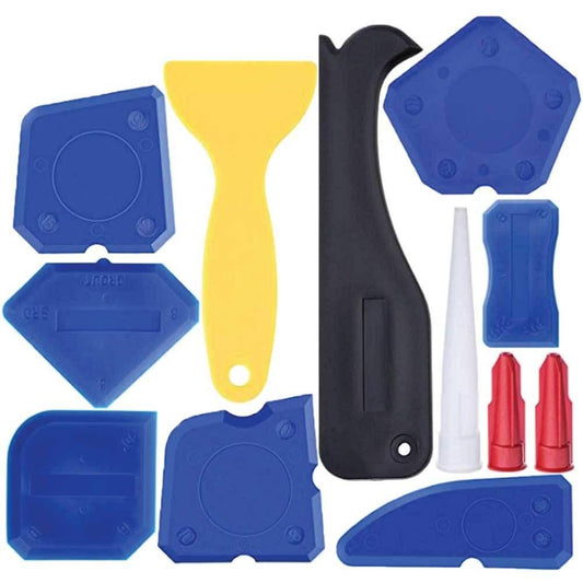 12 Piece Plastic Sealant Scraper Tools Finishing Grout Silicone Caulking Remover.
