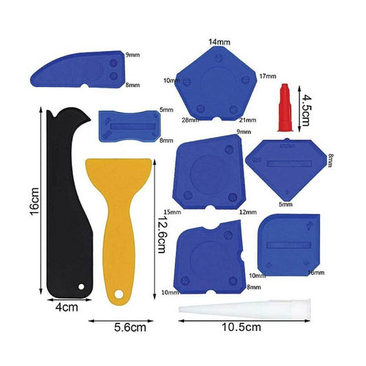 12 Piece Plastic Sealant Scraper Tools Finishing Grout Silicone Caulking Remover.