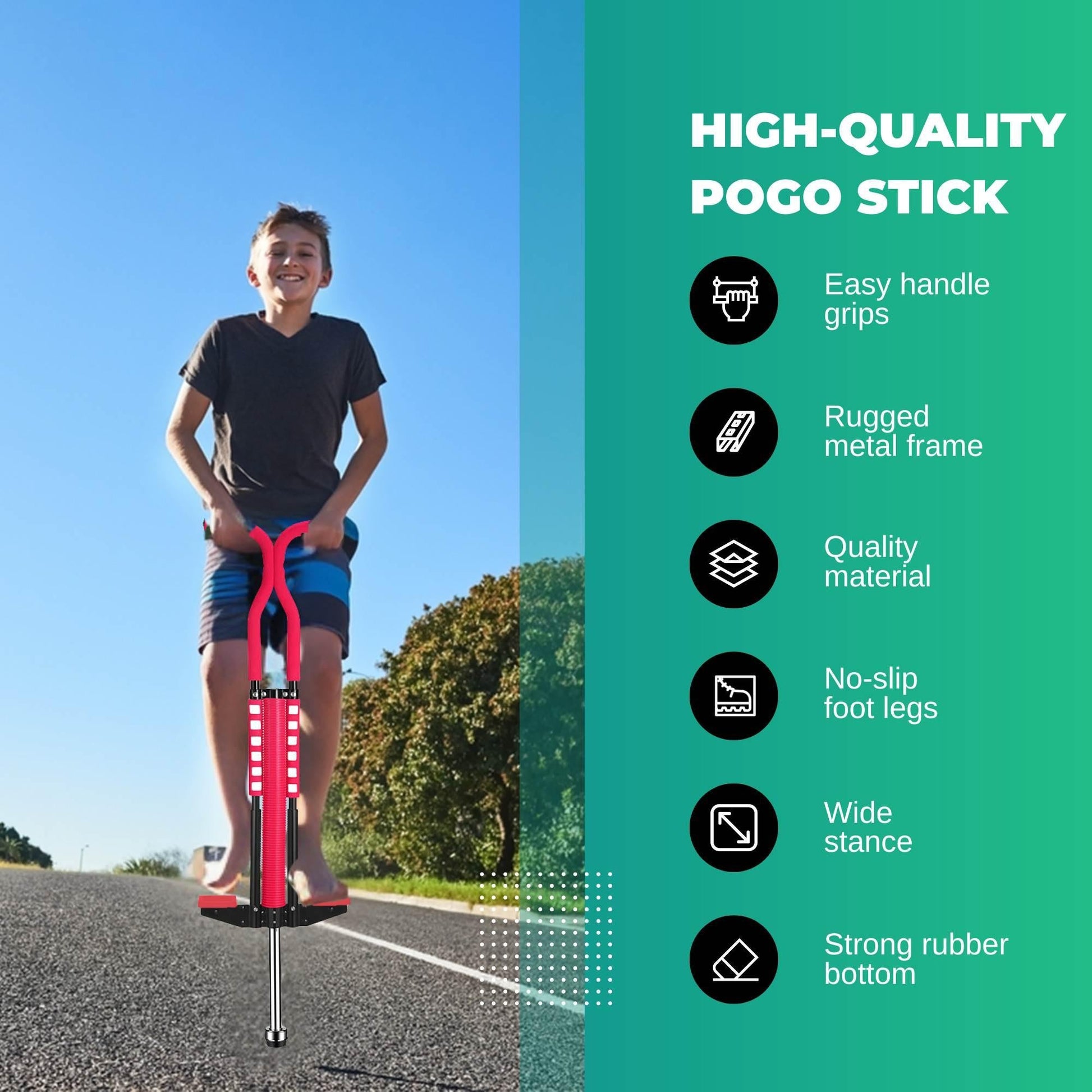 Red Pogo Stick Kids - Childrens Jumping Jackhammer Exercise Hopper Toy.