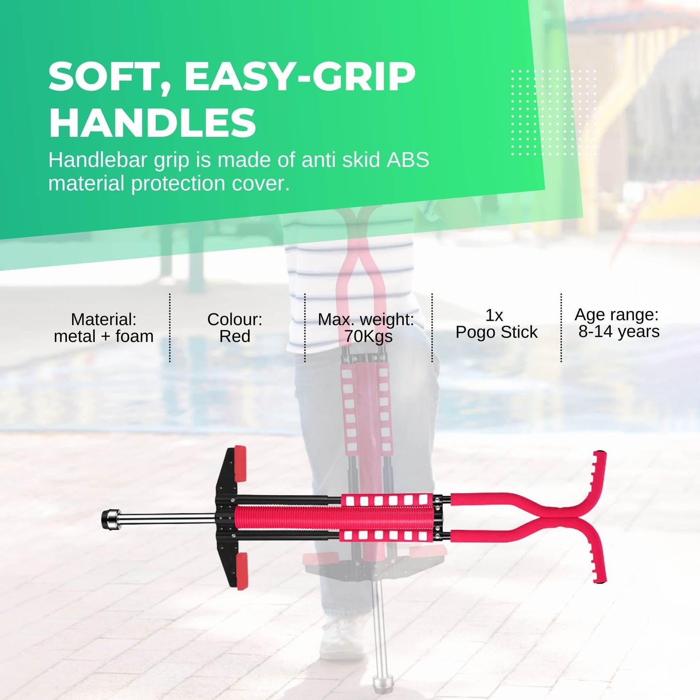 Red Pogo Stick Kids - Childrens Jumping Jackhammer Exercise Hopper Toy.