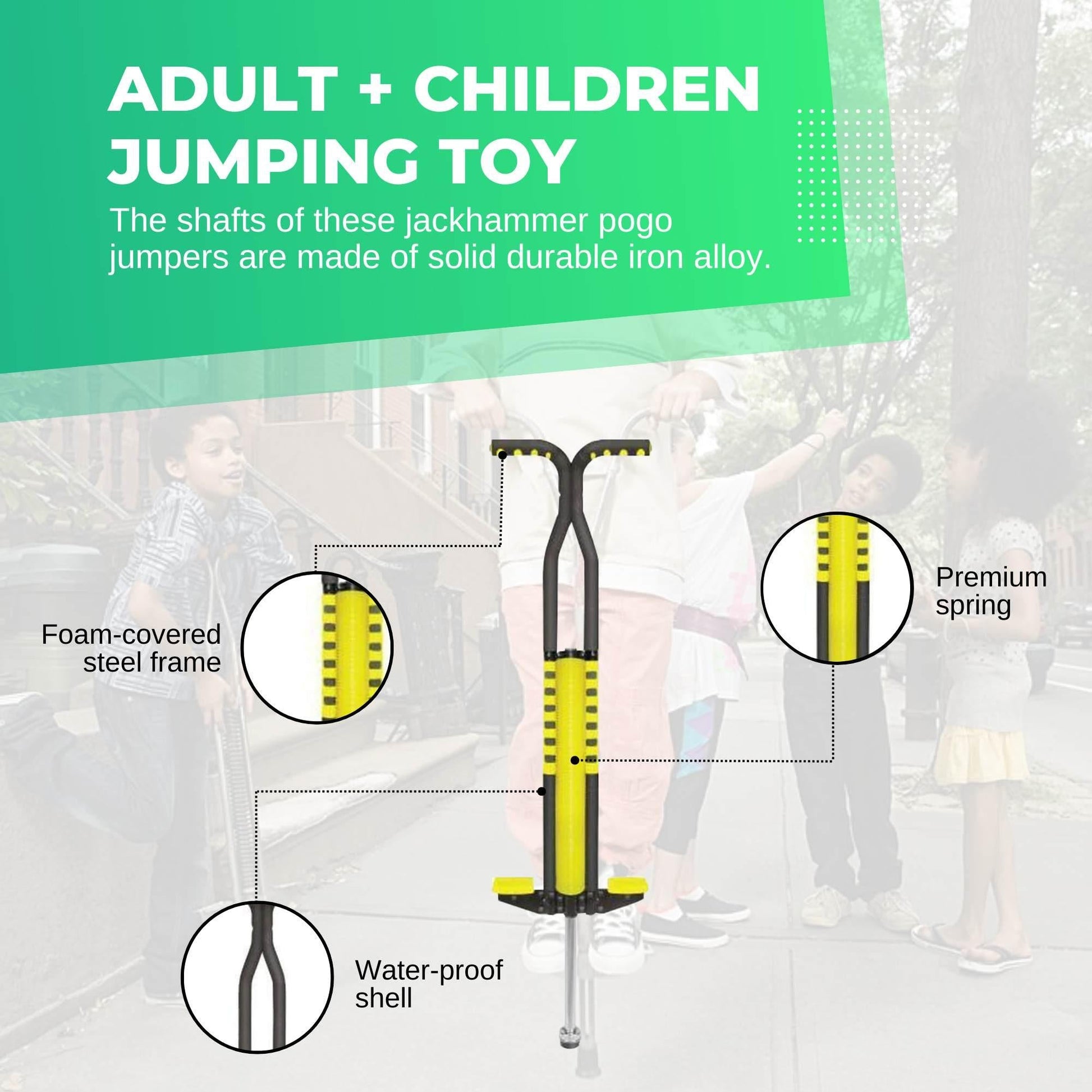 Black and Yellow Pogo Stick - Children's Large Jumping Jackhammer Toy.