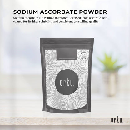 Orku 100g Sodium Ascorbate - High Purity Soluble Crystalline Powder Ingredient.
