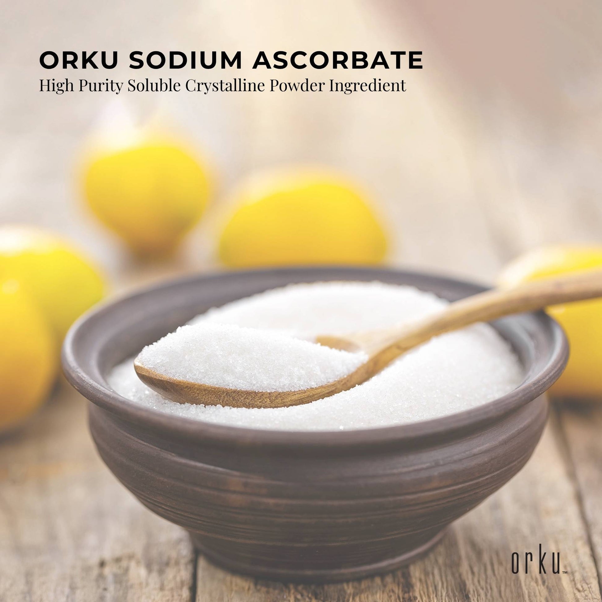 Orku 100g Sodium Ascorbate - High Purity Soluble Crystalline Powder Ingredient.