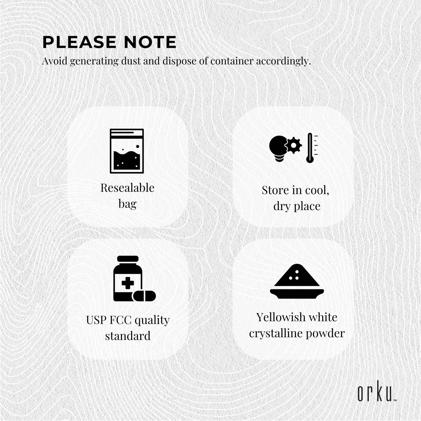 Orku 100g Sodium Ascorbate - High Purity Soluble Crystalline Powder Ingredient.
