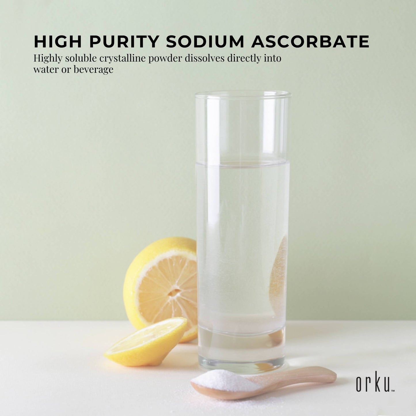 Orku 100g Sodium Ascorbate - High Purity Soluble Crystalline Powder Ingredient.