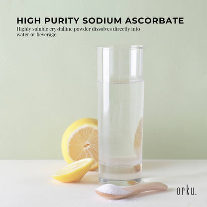 Orku 100g Sodium Ascorbate - High Purity Soluble Crystalline Powder Ingredient.
