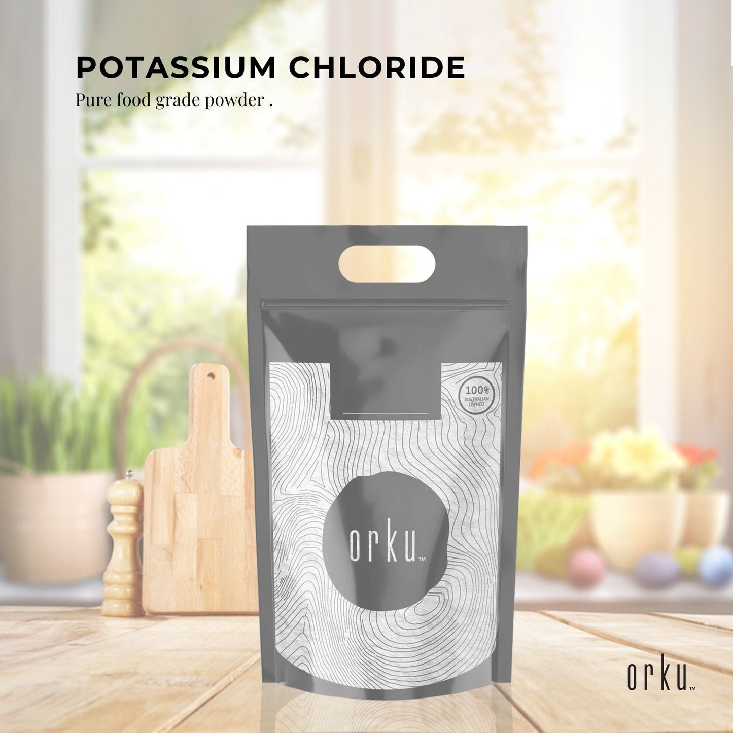 Orku 2Kg Potassium Chloride Powder (KCl) - Food Grade E508 Salt Substitute