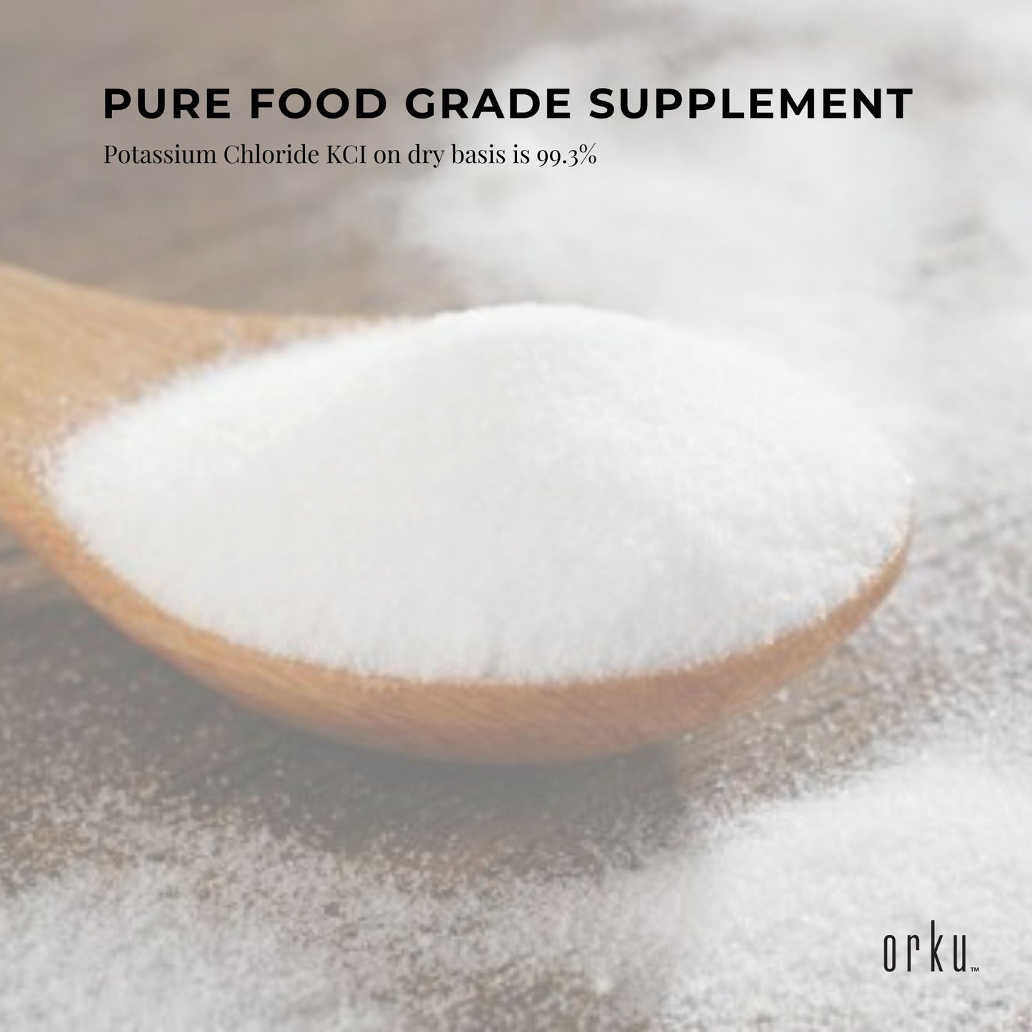 Orku 2Kg Potassium Chloride Powder (KCl) - Food Grade E508 Salt Substitute