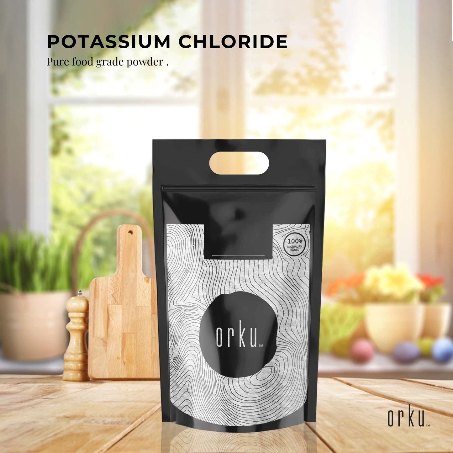 Orku 2Kg Potassium Chloride Powder (KCl) - Food Grade E508 Salt Substitute