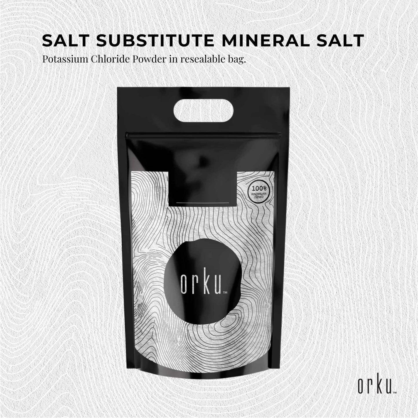 Orku 2Kg Potassium Chloride Powder (KCl) - Food Grade E508 Salt Substitute