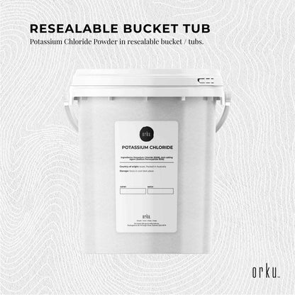 Orku 2Kg Potassium Chloride Powder (KCl) - Food Grade E508 Salt Substitute