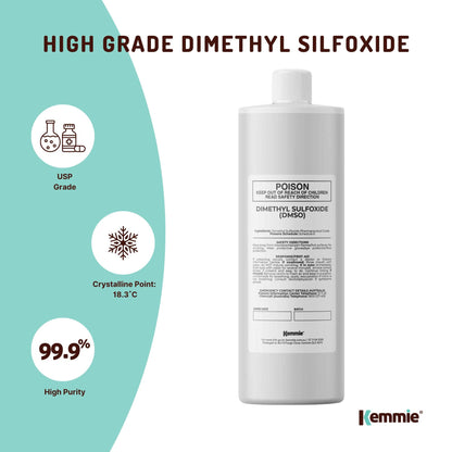 Kemmie 250ml DMSO Liquid 99.9% Pure - USP Grade Dimethyl Sulfoxide Solvent
