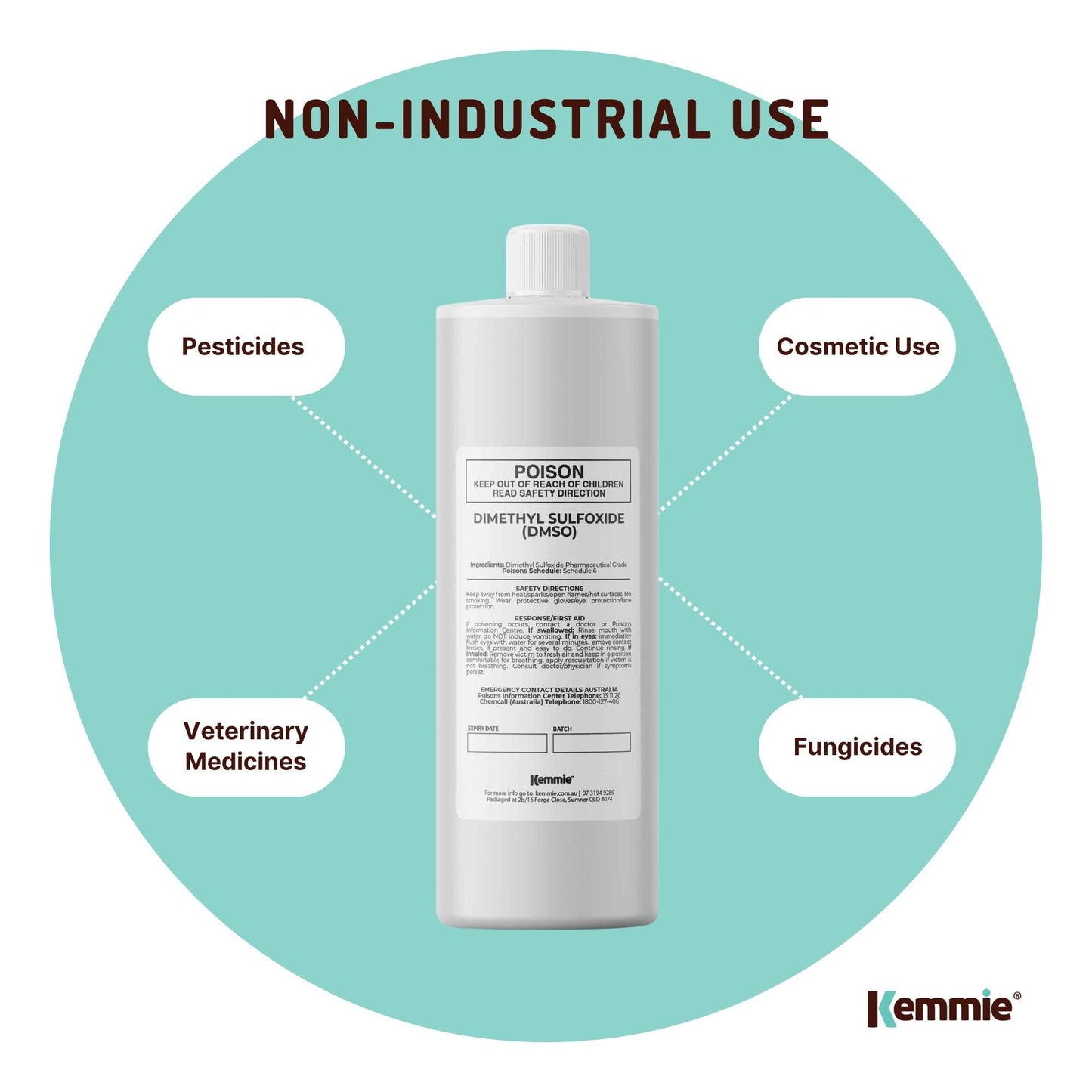 Kemmie 250ml DMSO Liquid 99.9% Pure - USP Grade Dimethyl Sulfoxide Solvent