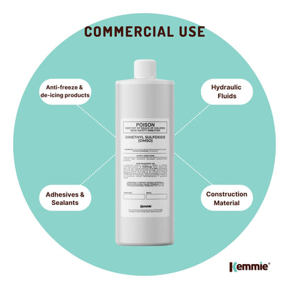 Kemmie 250ml DMSO Liquid 99.9% Pure - USP Grade Dimethyl Sulfoxide Solvent