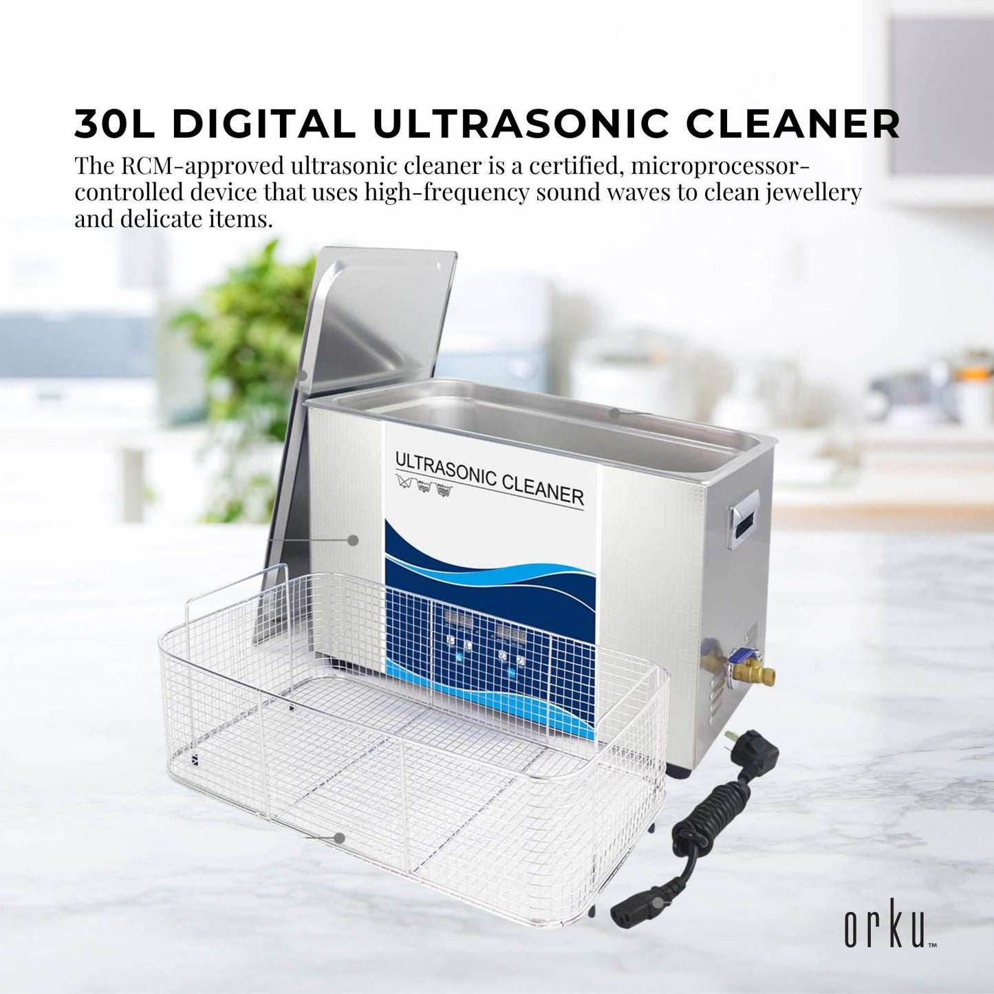 30L Digital Ultrasonic Cleaner Jewelry Ultra Sonic Bath Degas Parts Cleaning.