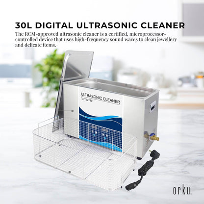 30L Digital Ultrasonic Cleaner Jewelry Ultra Sonic Bath Degas Parts Cleaning.
