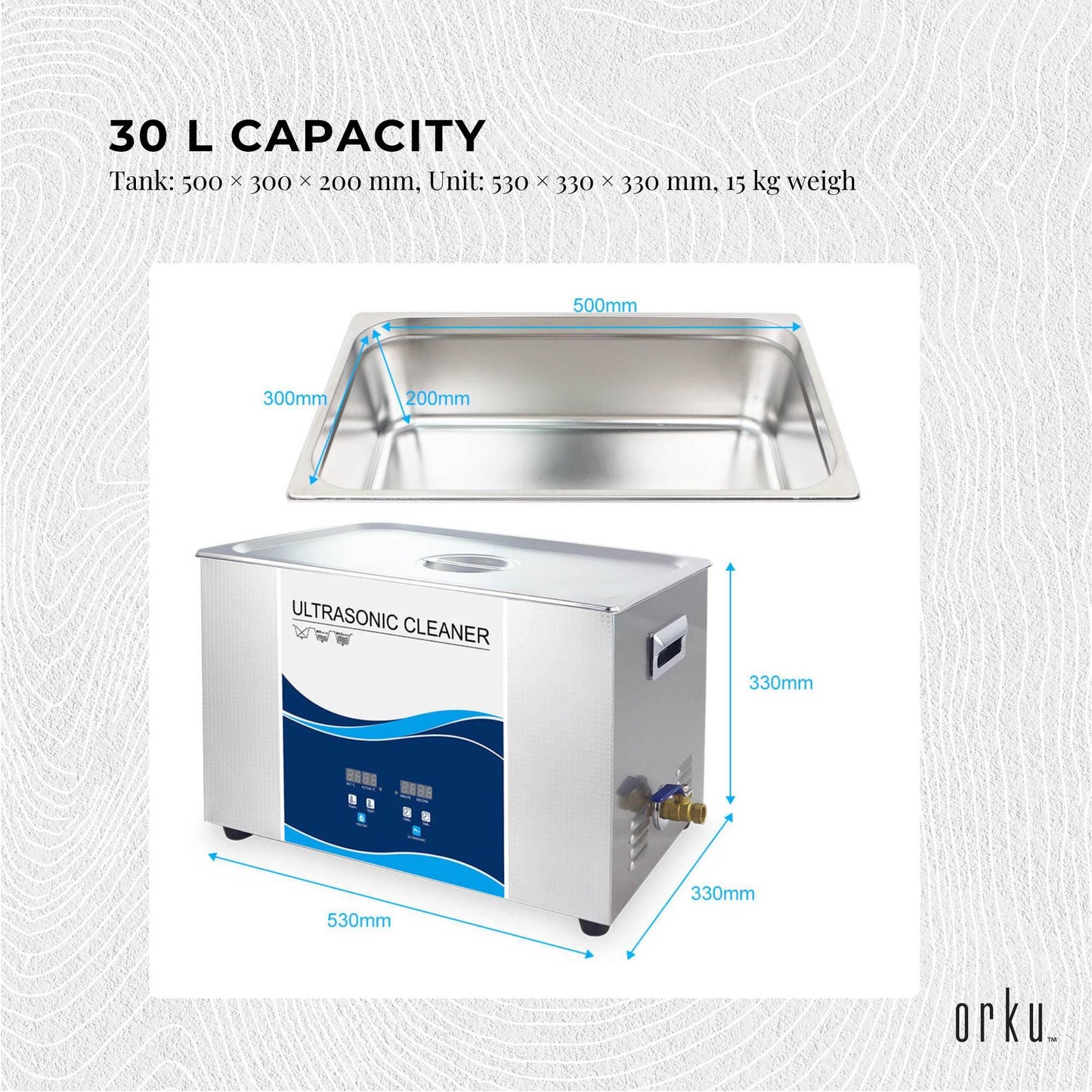 30L Digital Ultrasonic Cleaner Jewelry Ultra Sonic Bath Degas Parts Cleaning.