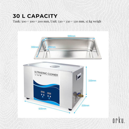 30L Digital Ultrasonic Cleaner Jewelry Ultra Sonic Bath Degas Parts Cleaning.