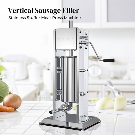 Kitchee 3L Manual Vertical Sausage Filler - Stainless Stuffer Meat Press Machine.