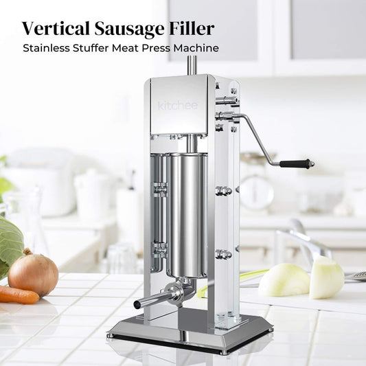 Kitchee 5L Manual Vertical Sausage Filler - Stainless Stuffer Meat Press Machine.