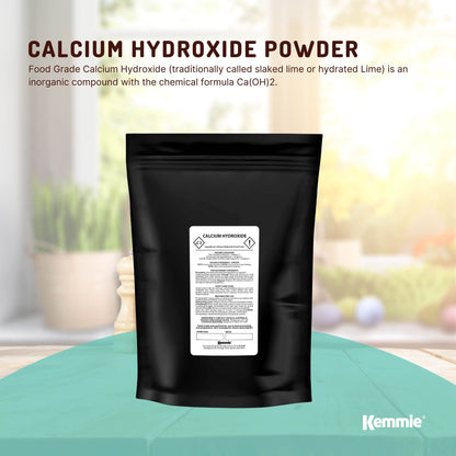 Kemmie 1Kg Calcium Hydroxide Powder - Food Grade Pickling Lime Slaked Lime FCC