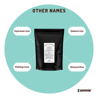 Kemmie 1Kg Calcium Hydroxide Powder - Food Grade Pickling Lime Slaked Lime FCC
