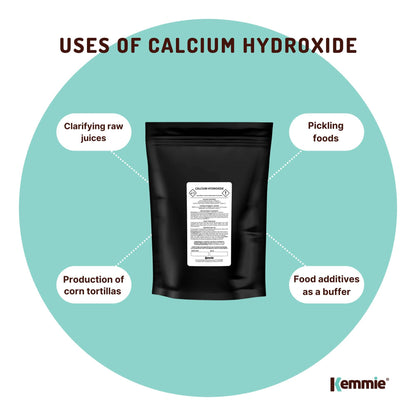 Kemmie 1Kg Calcium Hydroxide Powder - Food Grade Pickling Lime Slaked Lime FCC